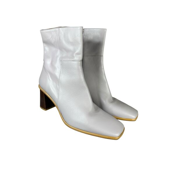 NEW Alohas Lavender Leather Ankle Boots 42 US 11 Block Wooden Heel - Picture 8 of 11